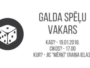 Notiks jauniešu galda spēļu vakars