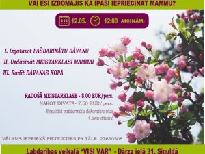 Aicina uz meistarklasi Mātes dienas dāvanu izgatavošanai