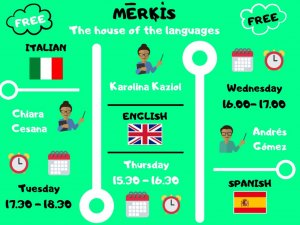 Iespēja bez maksas apgūt itāļu, angļu un spāņu valodu