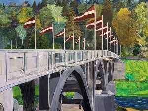 Sveiciens Latvijai – lielformāta glezna turpmāk atradīsies Siguldas Jaunās pils skatu laukumā