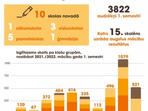 Katrs piecpadsmitais skolēns uzrāda augstus mācību rezultātus novada skolās
