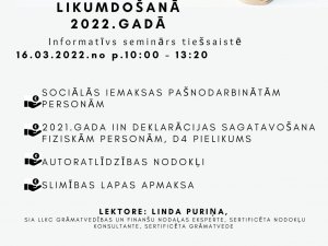 16. martā notiks seminārs par aktuālo informāciju nodokļu likumdošanā