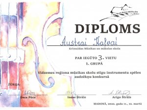 Krimuldas Mūzikas un mākslas skolas audzēkņiem panākumi konkursā
