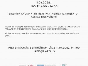 “Lauku Attīstības Partnerība” organizē semināru par LEADER finansējuma apguvi