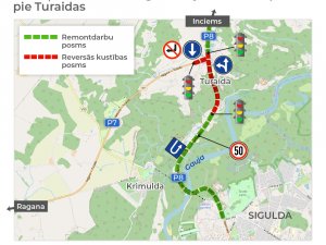 Remontdarbu laikā ieviestas izmaiņas satiksmes organizācijā pagriezienā no Turaidas uz Raganu