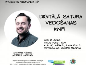 Pārcelts: Jaunieši aicināti apmeklēt nodarbību par digitālā satura veidošanu