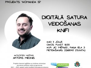 Pārceltā lekcija jauniešiem Artūra Medņa vadībā norisināsies 11. jūlijā