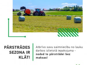 “JUMIS” nodrošina iespēju bez maksas nodot lauksaimniecības iepakojumu