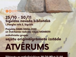 Siguldas novada bibliotēka aicina uz sajūtu grāmatu izstādi “Atvērums”