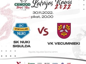 “SK NUKI/Sigulda” startēs “Cewood” Latvijas kausa ceturtdaļfinālā