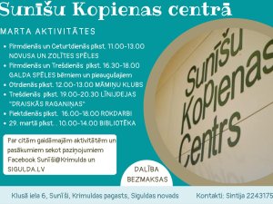 Sunīšu Kopienas centra aktivitātes martā