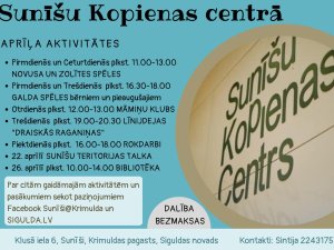 Sunīšu kopienas centra aktivitātes aprīlī