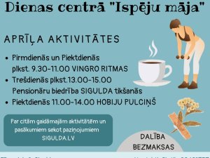 Aicina uz dienas centra “Gauja” nodarbībām aprīlī