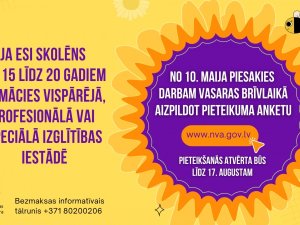 Līdz 17. augustam skolēni var pieteikties NVA nodarbinātības programmai
