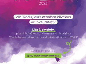 Aicina pieteikt līdzcilvēkus konkursā “Gada balva cilvēku ar invaliditāti atbalstam”