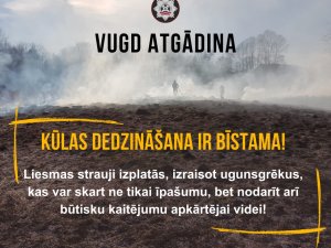VUGD: Pērn reģistrēts pēdējos 10 gados mazākais kūlas ugunsgrēku skaits