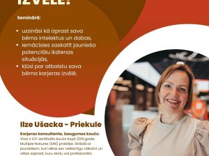 Vecākiem iespēja piedalīties nodarbībā par atbalstu jauniešiem karjeras virziena izvēlē