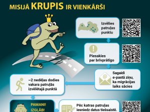 Aktīvajā migrācijas laikā aicina kļūt par brīvprātīgo krupju glābēju 